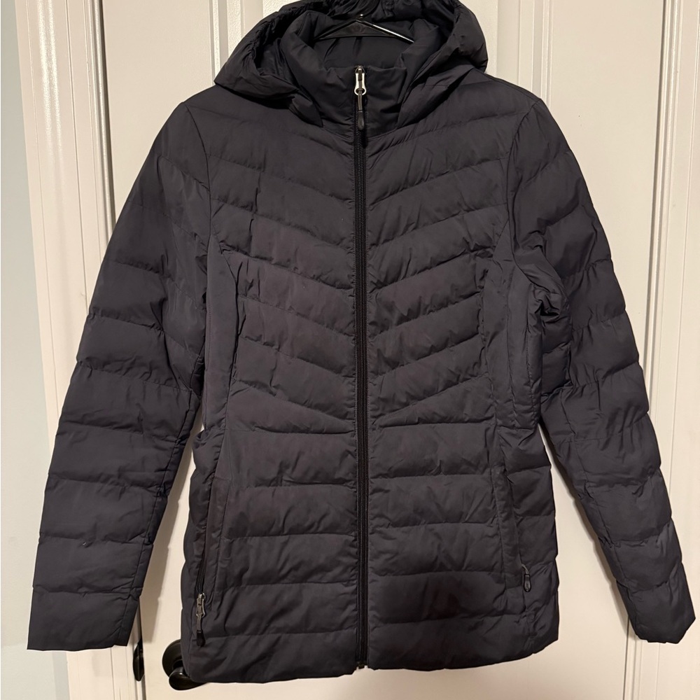 Puffer Jacket with Hood - charcoal color
